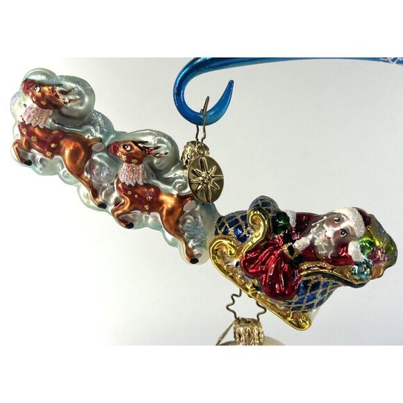 Christopher Radko Midnight Magic Ornament Set 3 Piece Flying Santa Christmas 9" - Picture 3 of 14